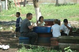 A lollipop break with the kids