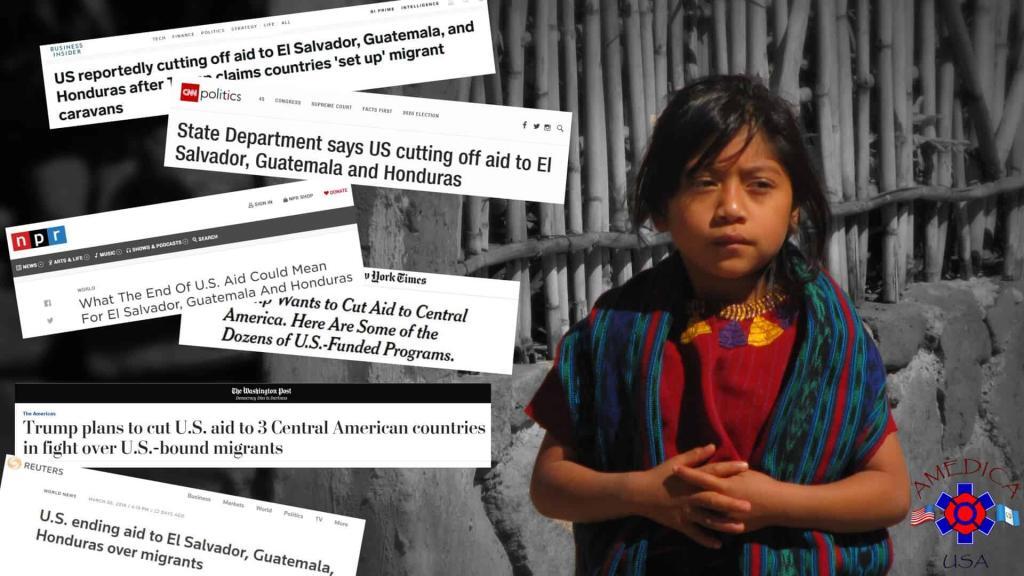 We will not give up in Guatemala AMEDICAusa  a young Maya girl surrounded by headlines.